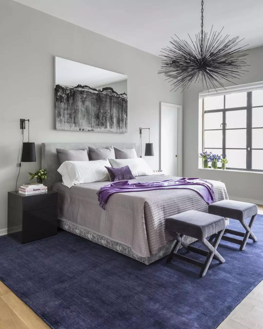 现代紫色系卧室装修效果图图片素材-编号27043001-图行天下