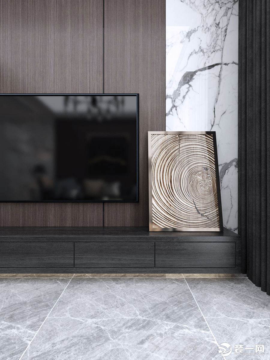 一居室现代简约风格效果图 电视背景墙