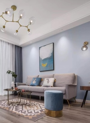 2019最流行的裝修客廳墻面顏色圖片大全之藍色系