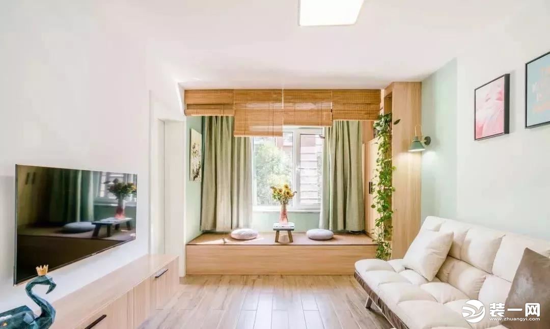 51平米一居室小户型装修设计实例效果图之客厅+阳台装修