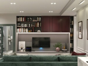 128平米现代轻奢玻璃质感三居室装修效果图
