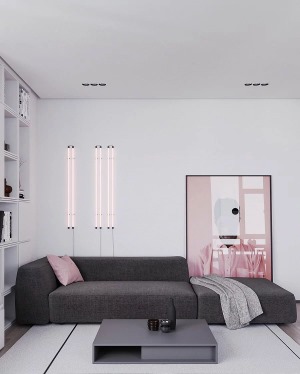 超舒适的一居室粉色系单身公寓装修效果图????