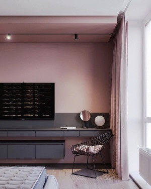 超舒适的一居室粉色系单身公寓装修效果图????