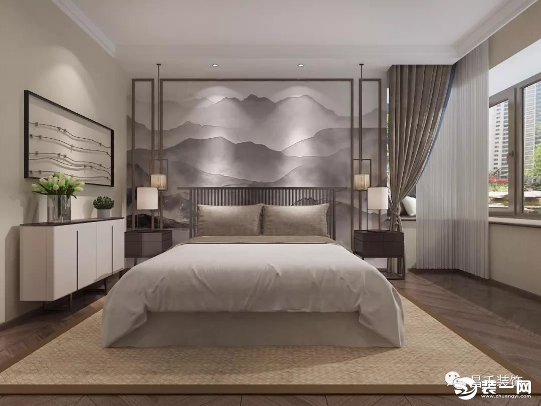 银川昌禾装饰玺云台151平米新中式风格设计卧室效果图
