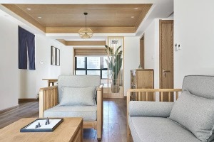 日式原木色客厅装修效果图