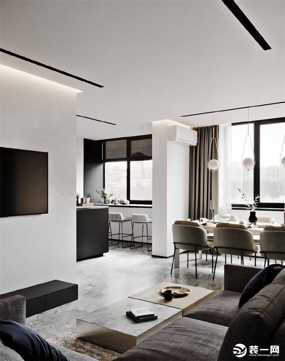 106平米公寓岁月质感的现代设计效果图