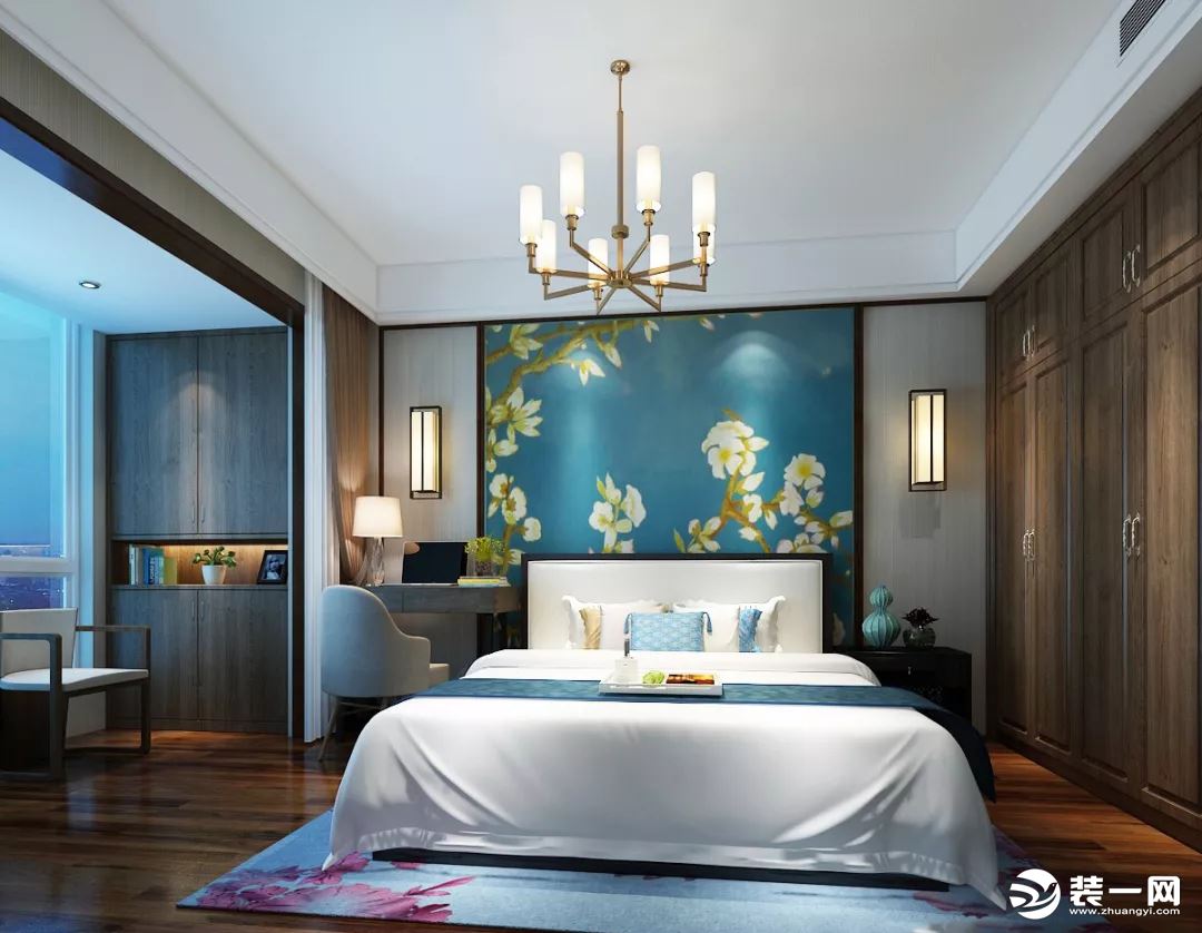 北京业之峰装饰新中式风格卧室装修效果图