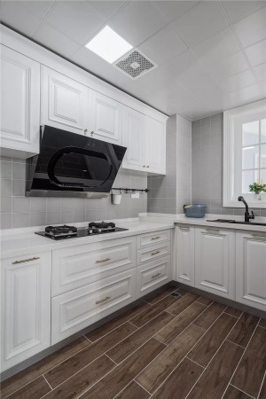 100平三居室现代美式装修风格效果图之厨房装修