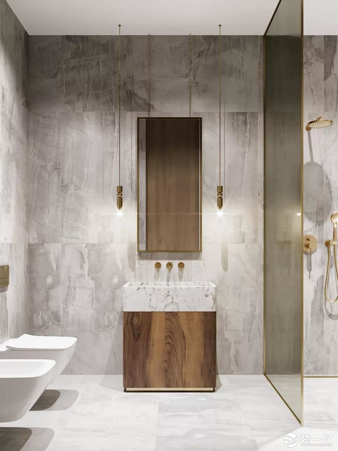 卫生间淋浴设计方案防水浴帘玻璃屏效果图