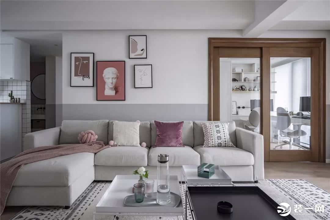 105平米现代简约风二居室舒适装修之客厅沙发效果图