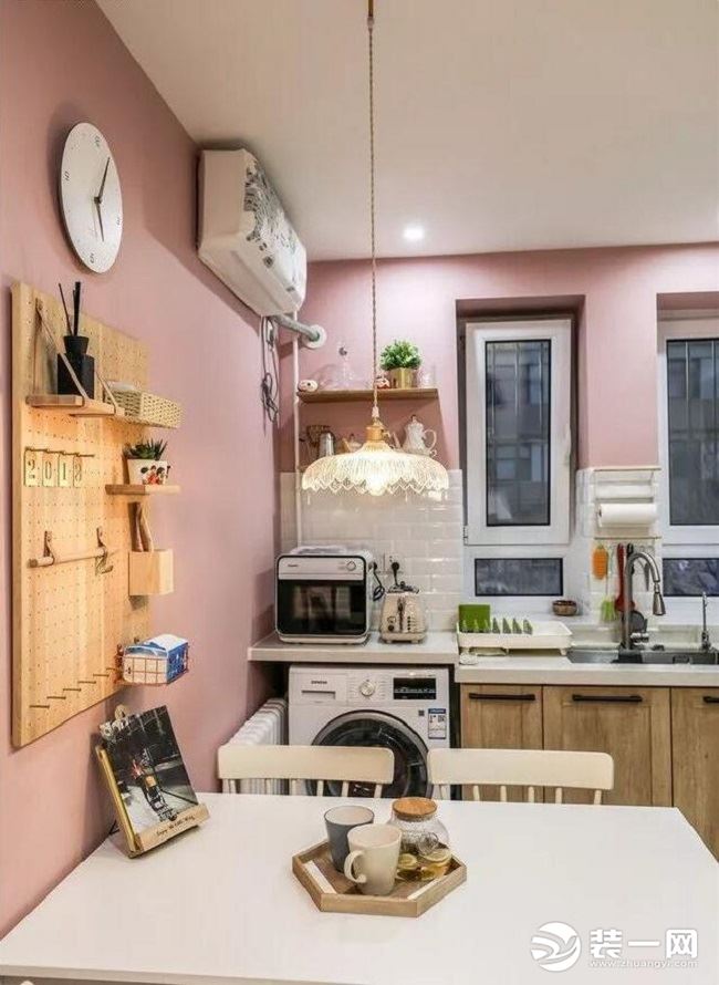小户型公寓北欧风装修餐厅+厨房效果图