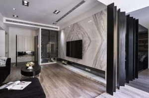 三居室现代将简约黑白灰电视背景墙设计