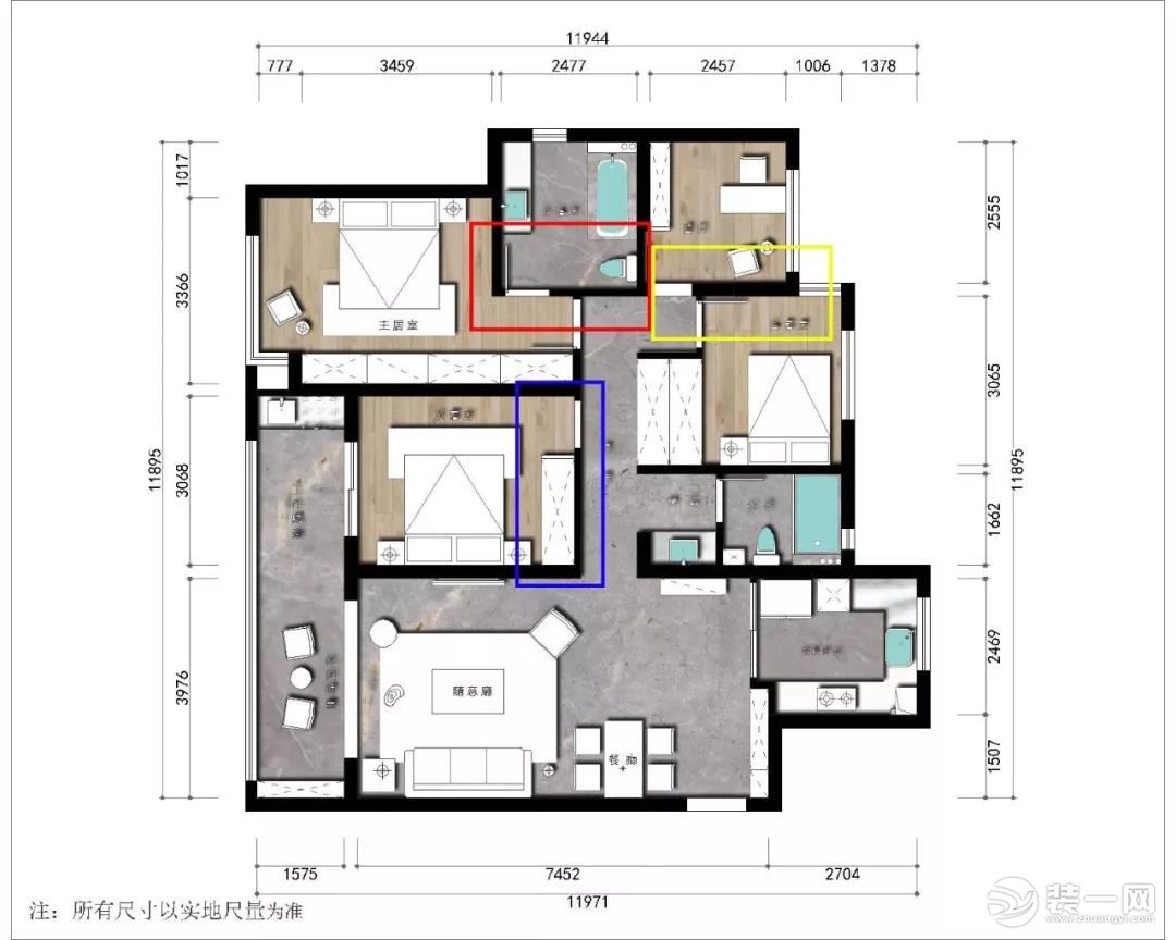 常州米邦装饰龙湖紫宸148平米三居室户型图