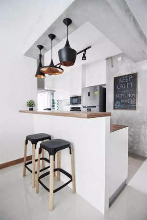 150平轻奢风三居室家庭咖啡吧台设计