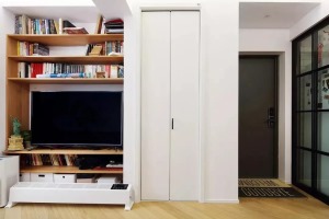 40平米长条形单身公寓设计之客厅电视背景墙装修效果