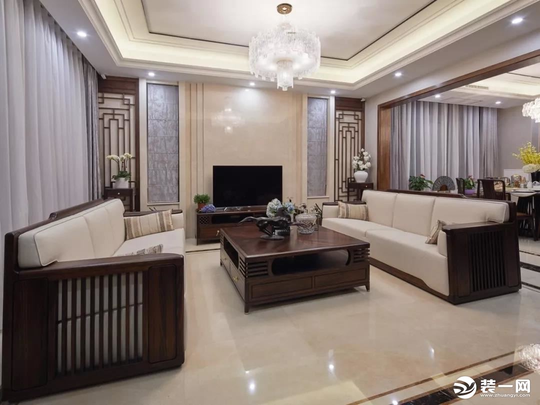 现代中式别墅装修设计之客厅设计