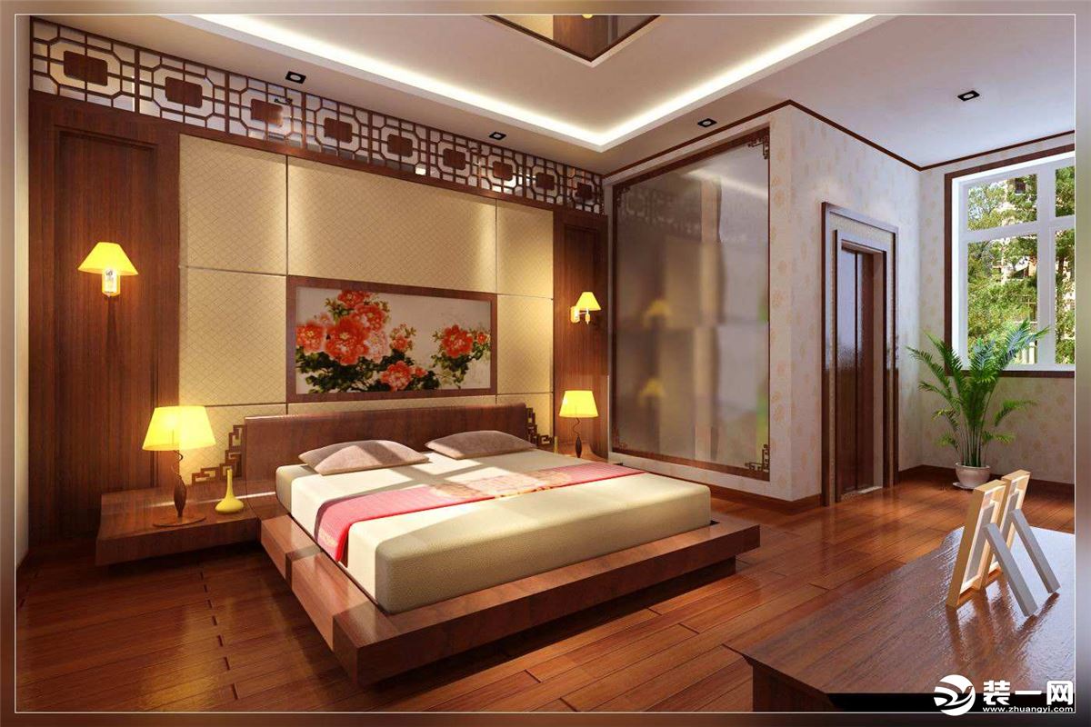 浅色中式装修效果卧室