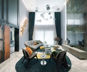 300平顶级复式别墅现代时尚装修设计之客厅装修效果