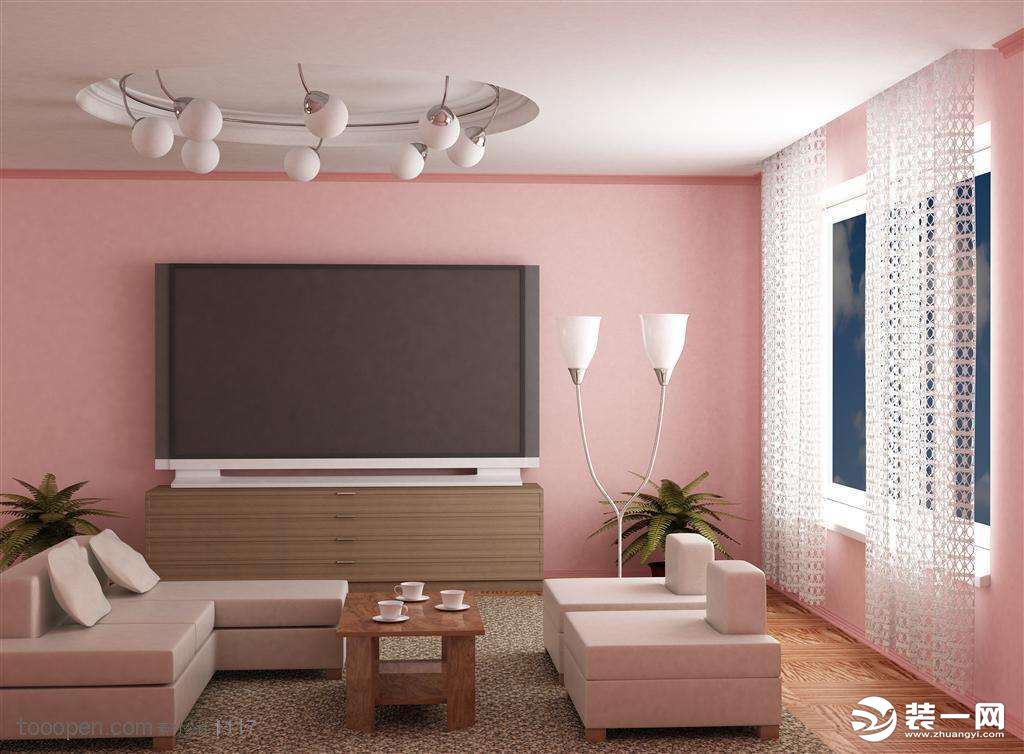 淡粉色客厅装修效果图片