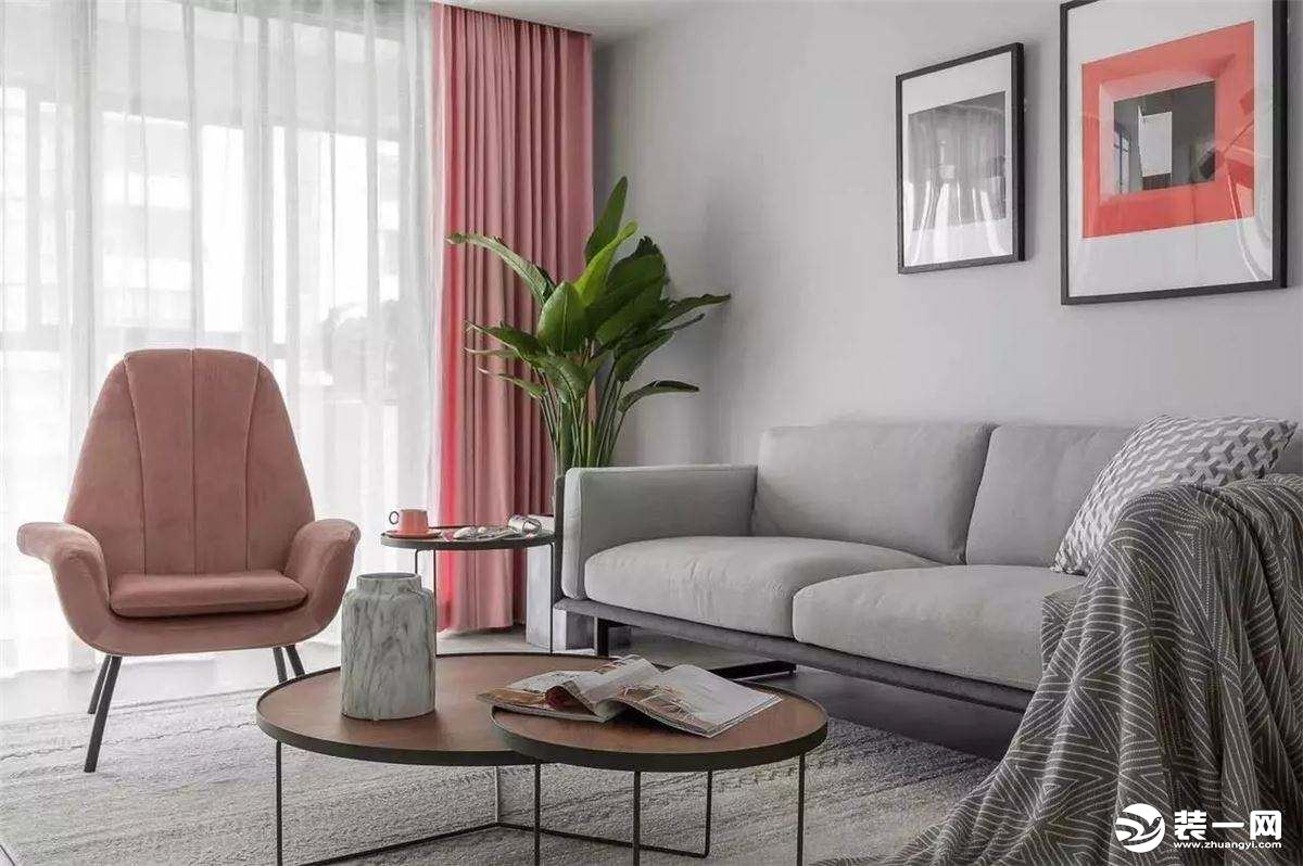 淡粉色客厅装修效果图片