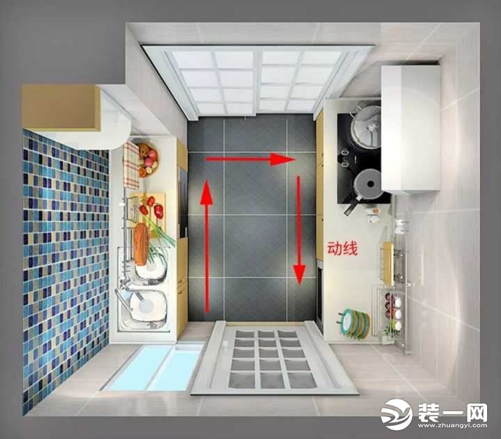 双线型厨房橱柜设计效果图