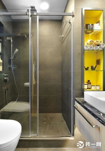 玻璃式淋浴房卫生间干湿分离设计效果图