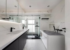 178平米简约黑白大宅设计装修之客厅卫生间设计