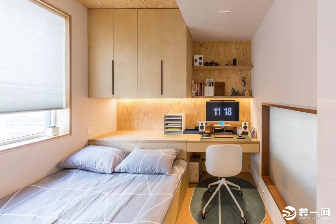 53平米全屋木质简约小公寓装修设计之书房兼次卧