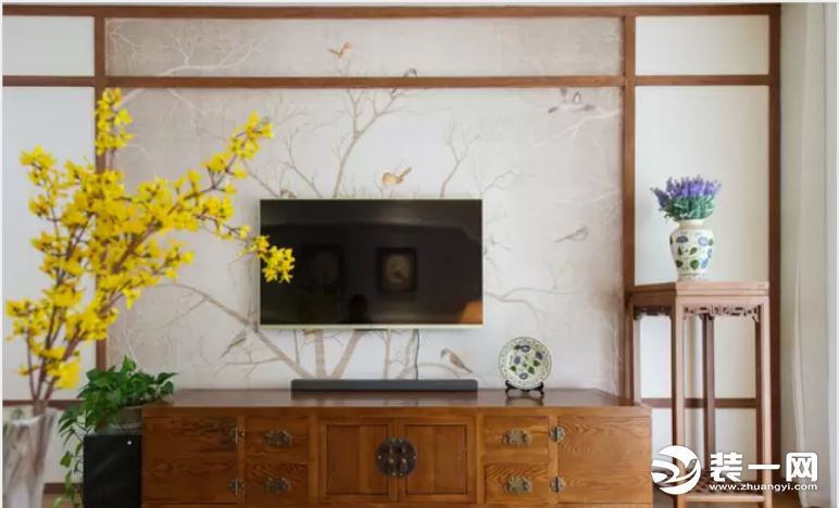 南昌众森装饰130㎡新中式风格装修 电视背景墙造型真好看