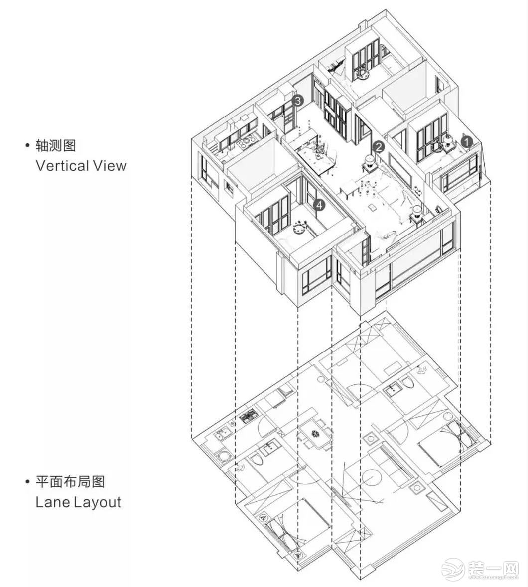 遵义丰立装饰120平米三居室户型图