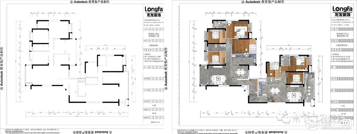 南宁龙发装饰蟠龙小区150+120平米轻奢淡雅风格户型图