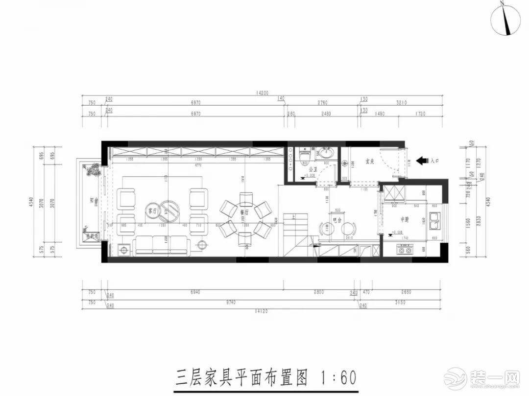 东莞东易日盛装饰海逸豪庭177平米别墅户型图