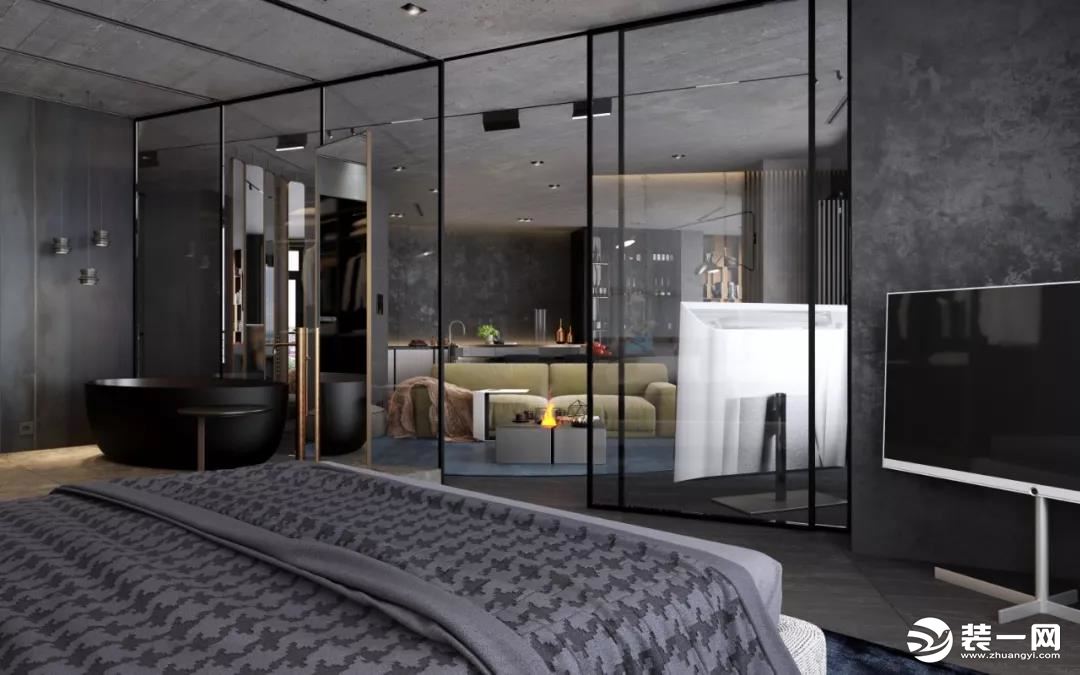 现代高级黑装修设计之卧室