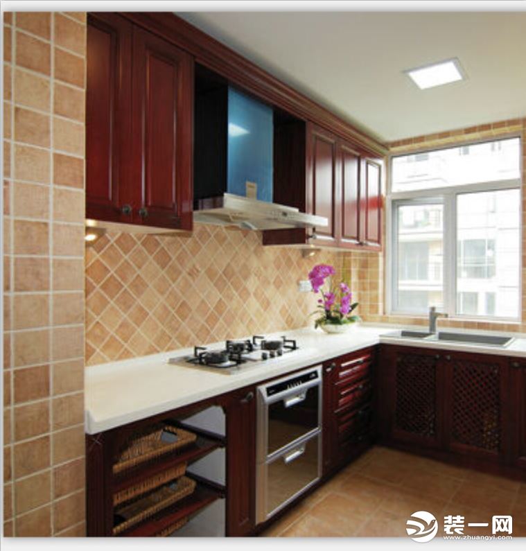 小户型中式装修厨房样板房效果图