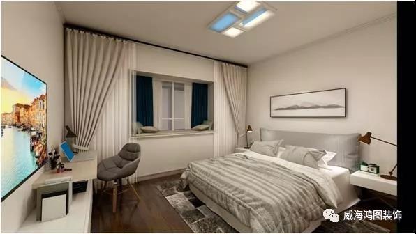 威海山海城新中式三居室装修效果图