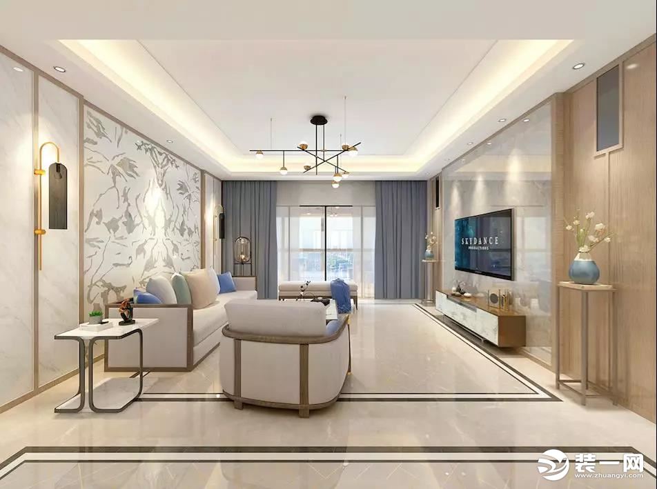 新中式高端住宅装修设计客厅装修效果图