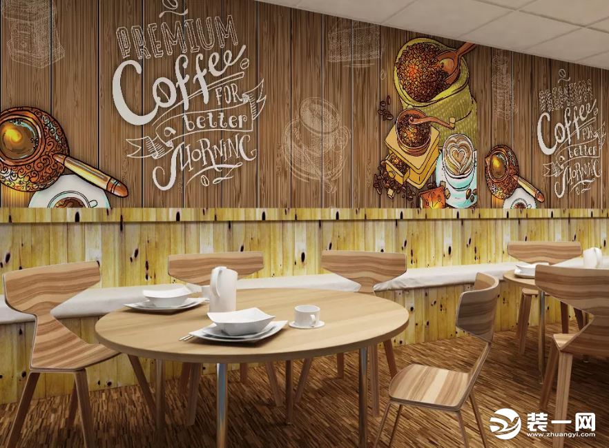 咖啡厅手绘墙装修效果图