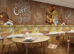 咖啡厅手绘墙装修效果图大全