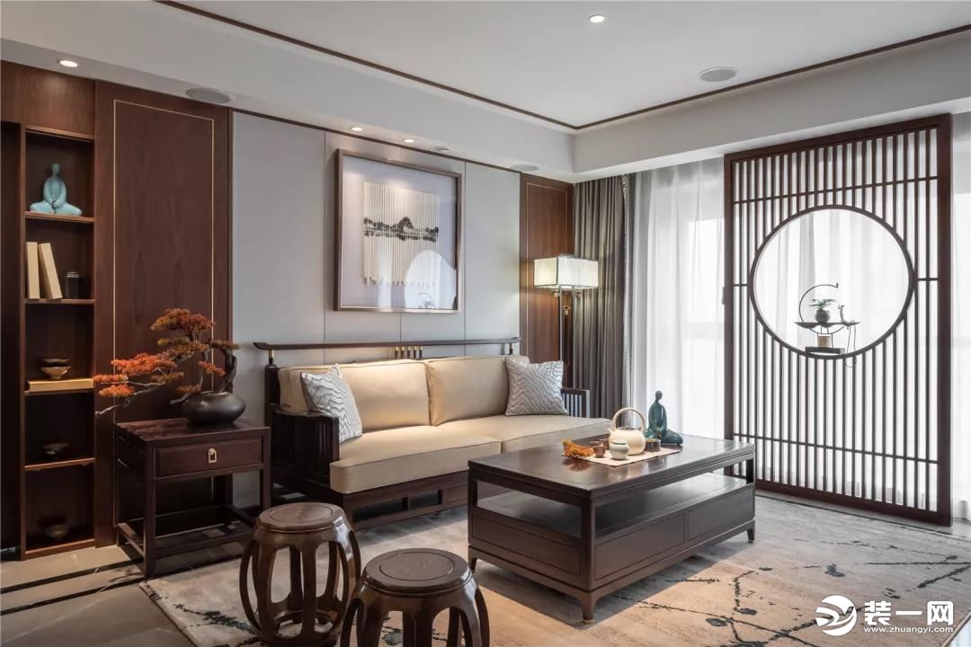 新中式大三居高端设计之客厅装修效果