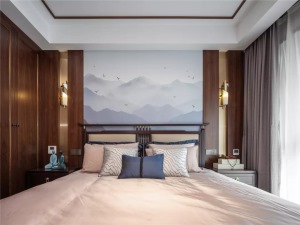 新中式大三居高端设计之卧室装修效果