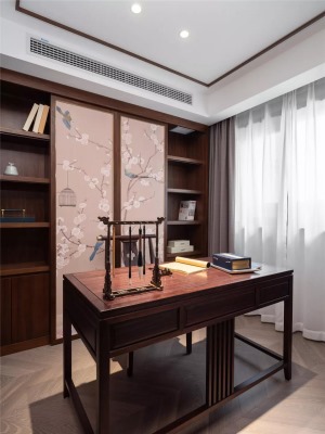 新中式大三居高端设计之书房装修效果