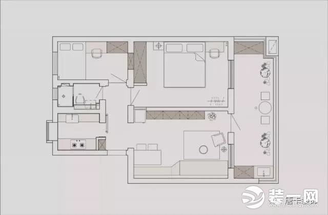 重庆唐卡装饰80平米二居室改造户型图