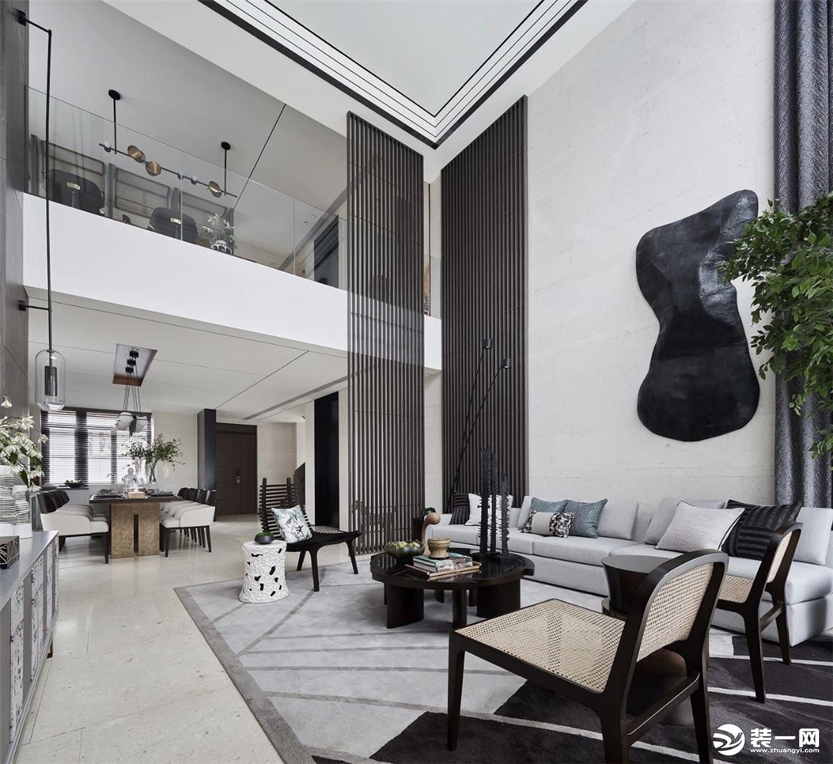 合肥新概念装饰当代MOMA未来城200平米现代轻奢风格客厅效果图