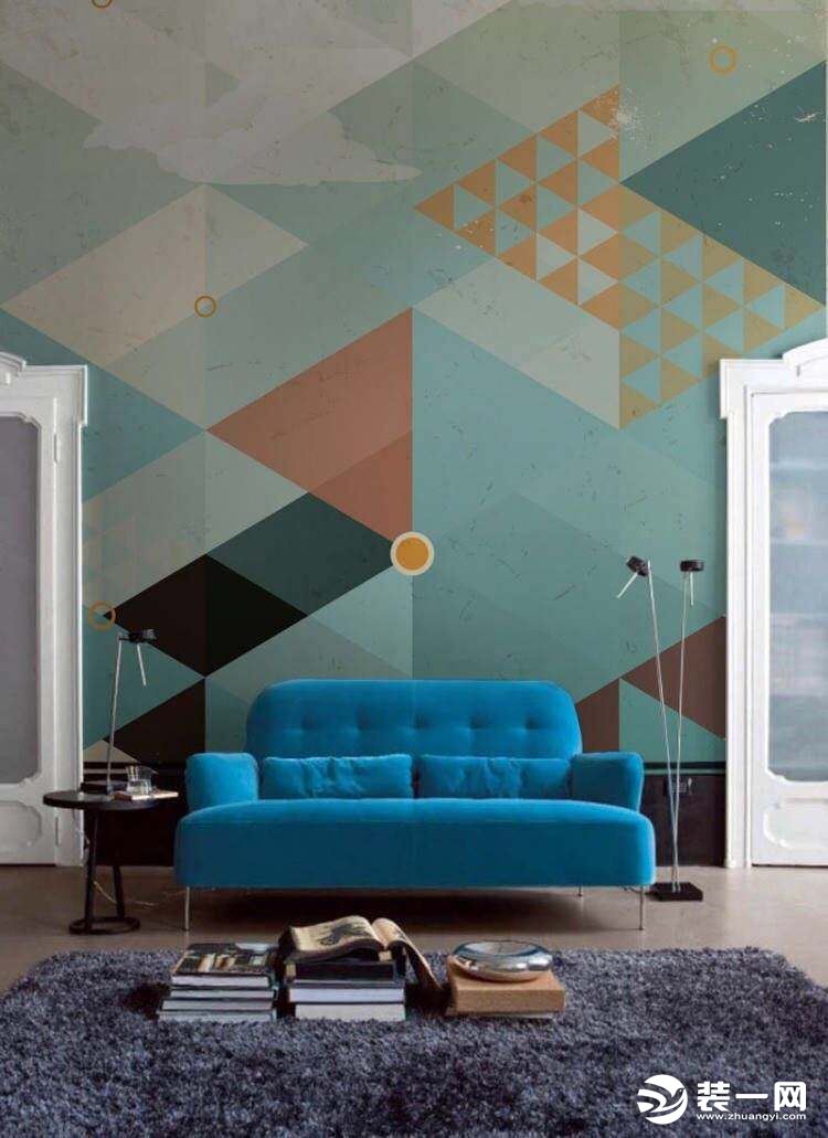 室内墙面色彩几何拼接