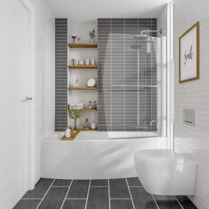 现代卫生间带浴缸设计效果图