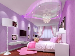 黑加仑紫色卧室装修效果