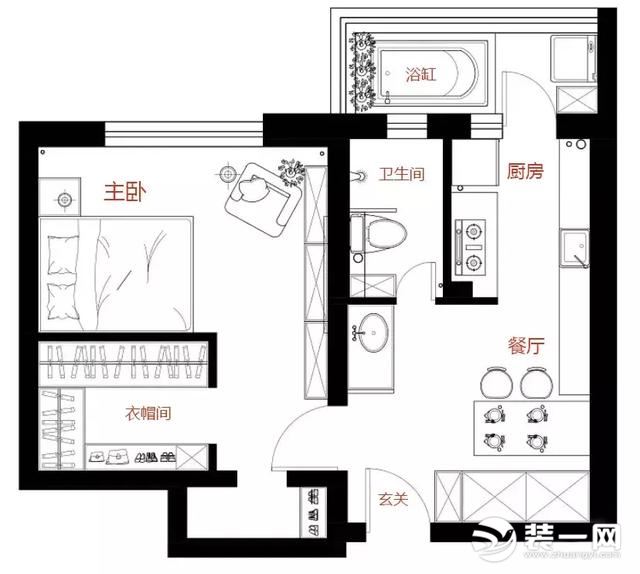 47平米小公寓装修户型图