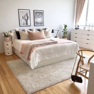 北欧风灰粉色系卧室装修效果图