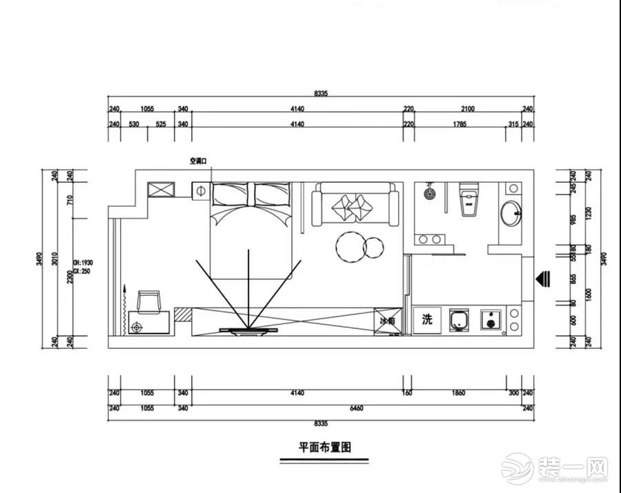 重庆指尖焕新家装饰石油石桥铺36平米公寓户型图