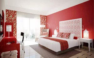 现代红色卧室装修设计效果图